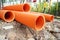 Plastic drainage pipe buried in the ground