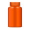 Plastic drug pills bottle in orange color. Mockup