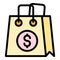 Plastic duty free bag icon color outline vector