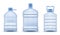 Plastic empty bottle. Realistic containers for mineral, carbonated and soft beverages. Blue package for different