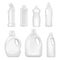 Plastic empty bottles. Sanitary containers with chemical liquids for cleaning services