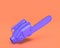 Plastic Evil Chainsaw Toy Weapon , indigo blue hunting and adventure tool on pinkish orange background, 3d rendering, Evil Dead