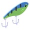 Plastic fishing lure icon, isometric style