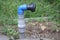 plastic fittings for bore well discharge. Elbows, head of sprinkler, coller and male threaded adapter are asemebled with solvent