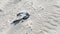 Plastic foil pollution in beach sand