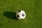 Plastic Football or soccer ball on green grass