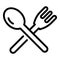 Plastic fork spoon icon, outline style