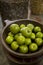 Plastic fruit in a decorative bowl