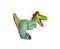 Plastic green dinosaur toy, Velociraptor.