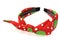 A plastic hair band headband with bright red padded cloth
