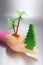 Plastic Hand with Miniature Trees