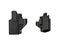 Plastic holster for a pistol. Accessory for convenient and concealed carrying of weapons. View from all sides. Isolate on a white