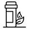 Plastic jar and twig icon, outline style