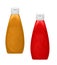 Plastic ketchup and mustard bottles