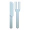 Plastic knife fork icon, cartoon style