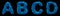 Plastic letters set A, B, C, D made of 3d render plastic shards blue color.