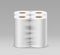 Plastic long roll toilet paper one package four roll, design on gray background