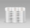 Plastic long roll toilet paper one package six roll, design on gray background