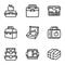 Plastic lunch box icon set, outline style