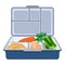 Plastic lunchbox icon, cartoon style