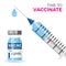 Plastic medical syringe and vial vaccine icon