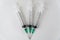 Plastic medicine vaccination equipment, Three medical syringes white background