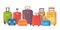 Plastic, metal suitcases, backpacks, bags for luggage. Travel suitcases with wheels, travel bag, cases, trip baggage