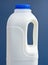 Plastic milk bottle with handle.