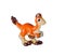 Plastic orange dinosaur toy, Oviraptor.
