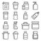 Plastic Packaging and Container Icons Set. Line Style Vector