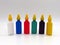 Plastic paint color set: six colors.