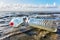 Plastic pet bottles on a beach