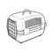 Plastic pet travel carrier for transporting cats, dogs, sketch illustration