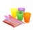 Plastic picnic tableware on white