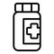 Plastic pills jar icon outline vector. Medicine pill