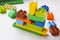 Plastic playing construction blocks or brick toy