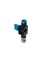 Plastic pneumatic on off valve fitting for compressed air with metal male thread, isolated on white