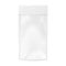Plastic Pocket Vector Blank. Realistic Mock Up Template Of Plastic Pocket Bag. Clean Hang Slot. Packing Design Template
