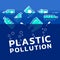Plastic pollution concept with plastics icon in water ocean vector design