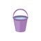 Plastic purple bucket full of water - flat cartoon vector illustration