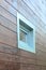 Plastic PVC window in new modern passive wooden house facade wall