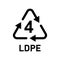 Plastic recycle symbol LDPE 4 vector icon. Plastic recycling code LDPE 4.