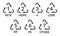 Plastic recycle symbols. Plastic materials icon set. Vector illustration