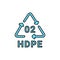 Plastic recycling code HDPE 2 line icon. Consumption code polyethylene.