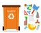 Plastic recycling garbage can trash isolated flat design icon vector illustration