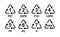Plastic recycling symbols flat vector icon set. Different types of plastic material recycling symbols.
