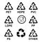 Plastic Resin Identification Codes set icons