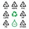 Plastic Resin Identification Codes set icons vector