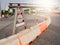 Plastic road fencing on the street of a modern city