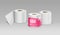Plastic roll tissue pink package, and Toilet white paper ,design collection